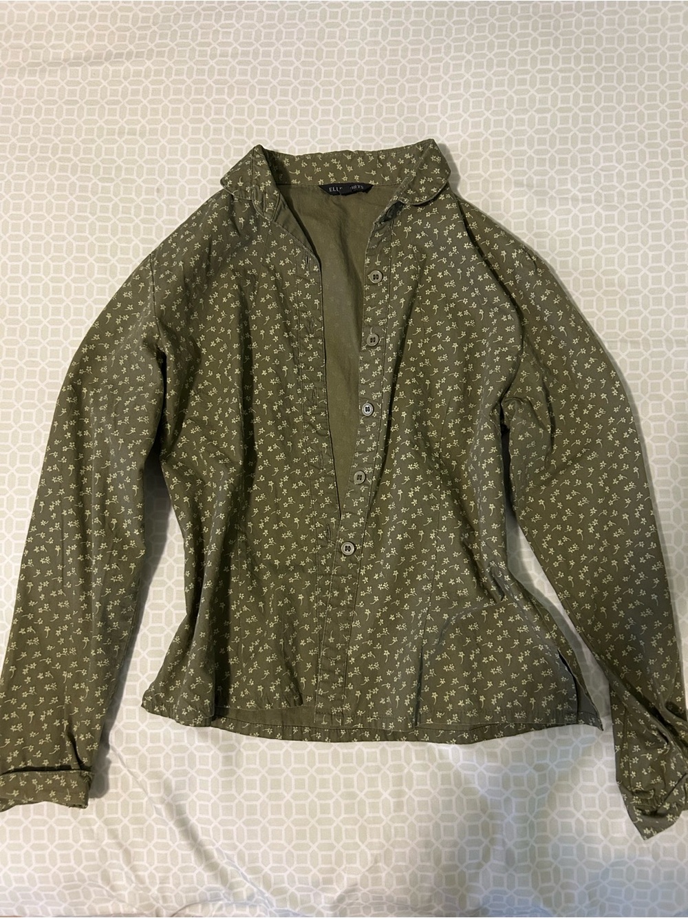 Olive Green Floral Button-Down Shirt - Women's Lightweight Top